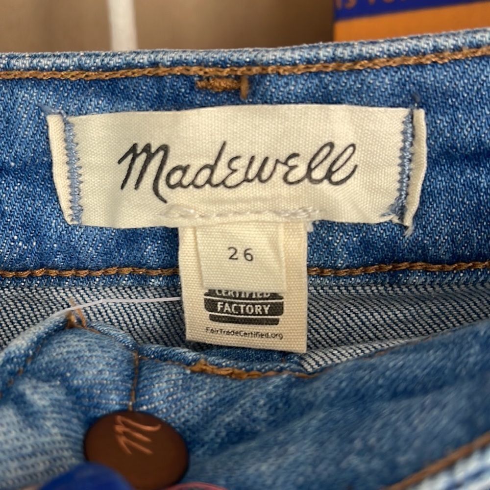 7. Madewell Womens Cotton Blend Denim McCaren Skirt Exposed Button Snap. 26 NWT - Picture 4 of 8